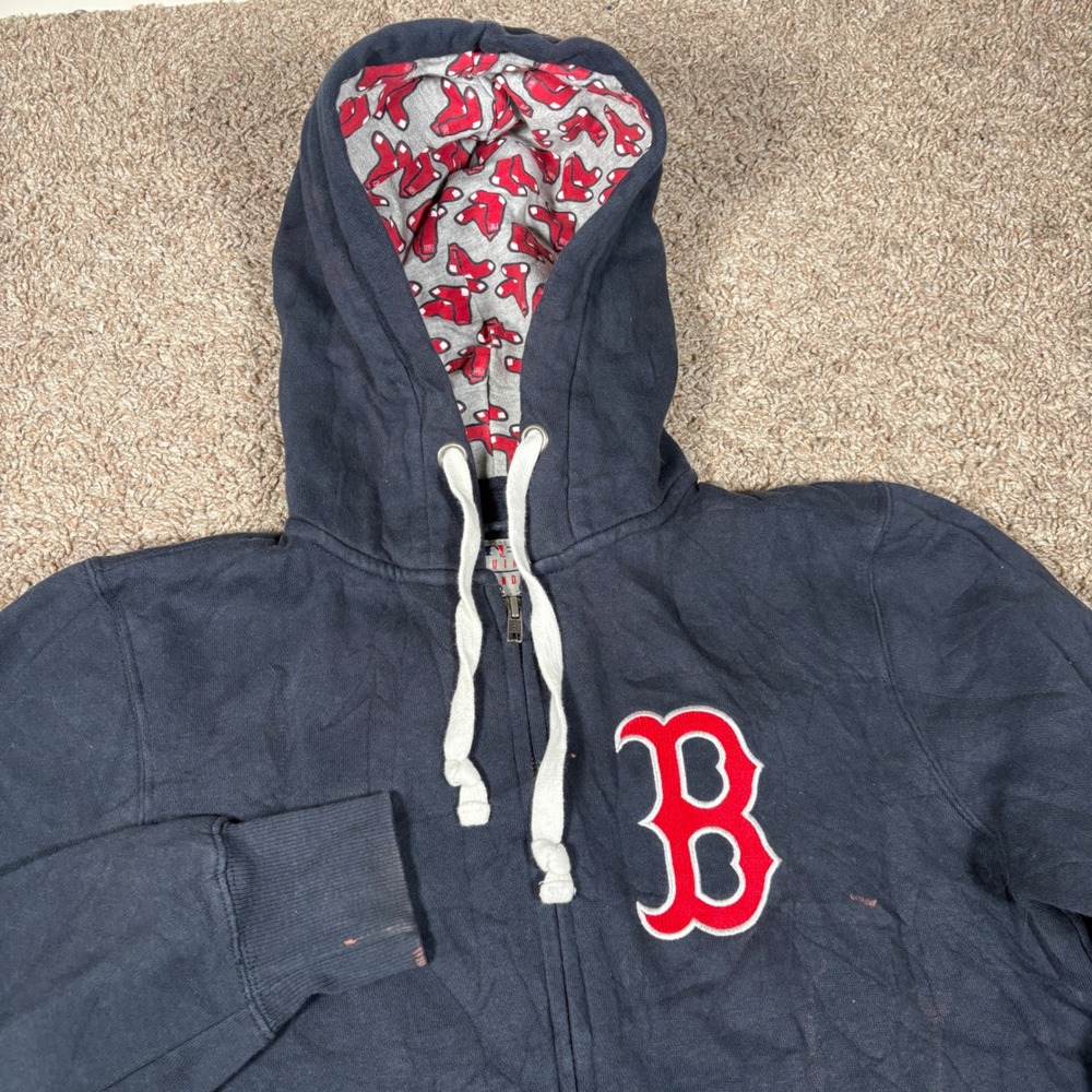 Mens Boston Red Sox Full Zip Up Hoodie Sweatshirt MLB Soft‎ As A Grape